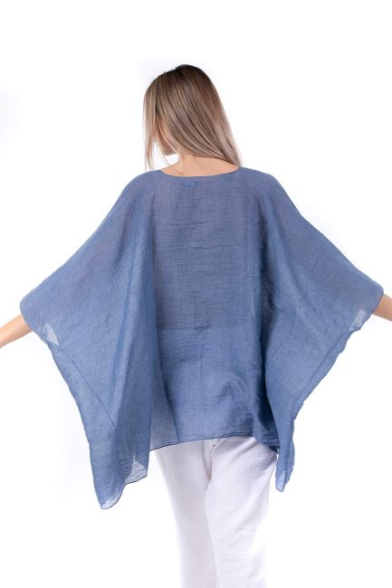Loose tunic in indigo gauze - Image 3