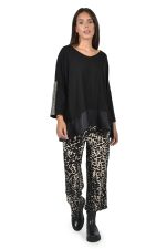 Cropped animal print wide pants
