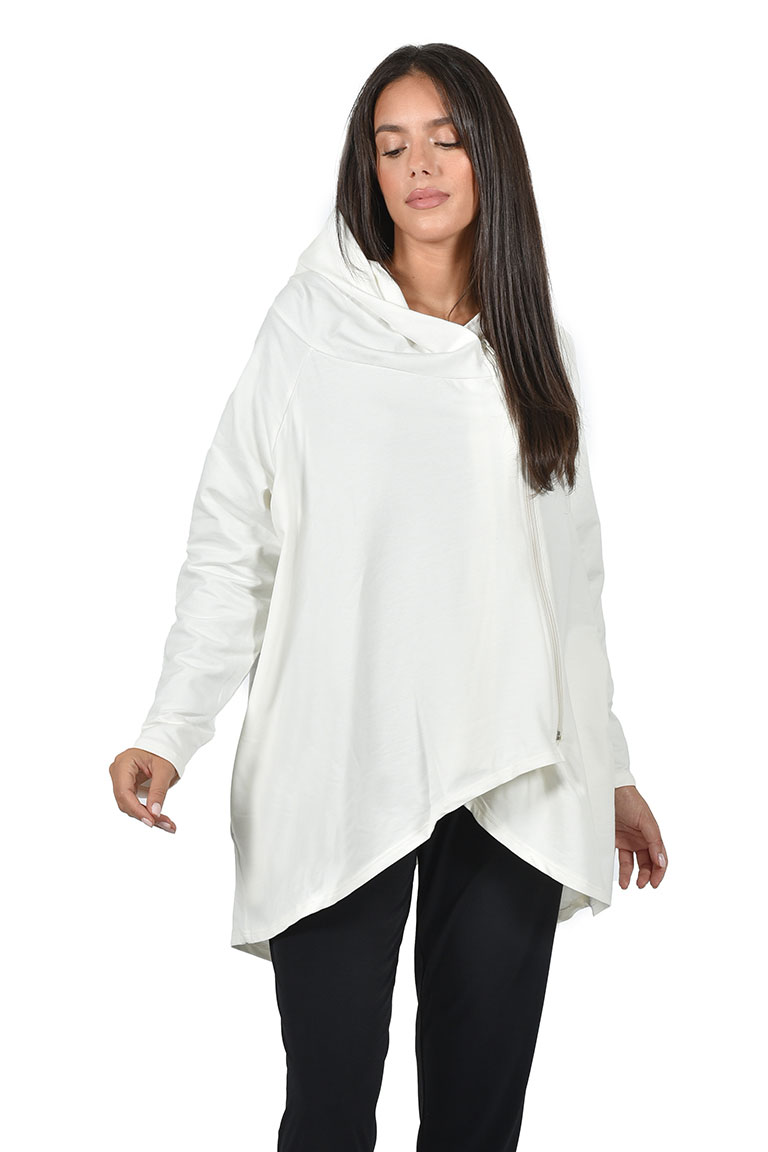 Off white asymmetric zipped sweatshirt - Womans Clothes - Dresses ...