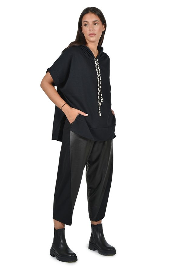 Black baggy cropped sweatpants