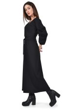 Black wrap dress with ruffled sleeves - Image 3