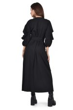 Black wrap dress with ruffled sleeves - Image 4
