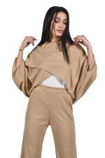 Beige cape effect top