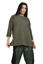 Ribbed oversized khaki top