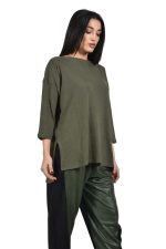 Ribbed oversized khaki top - Image 2