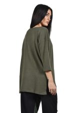 Ribbed oversized khaki top - Image 3