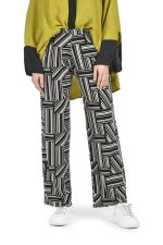 Geometric print elastic pants