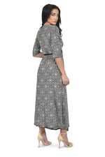 Long printed wrap dress - Image 3