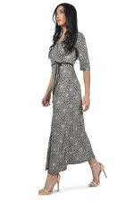 Long printed wrap dress - Image 2