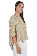 Beige poncho in knitted devore - Image 2