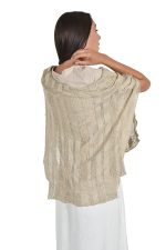 Beige poncho in knitted devore - Image 3