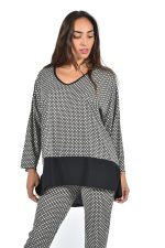 Oversized top with assorted cigarette pants
