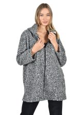 Oversized boucle zipped hoodie