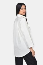 Ασπρη πουκαμίσα σε ανάγλυφη βαμβακερή ποπλίνα - Image 2