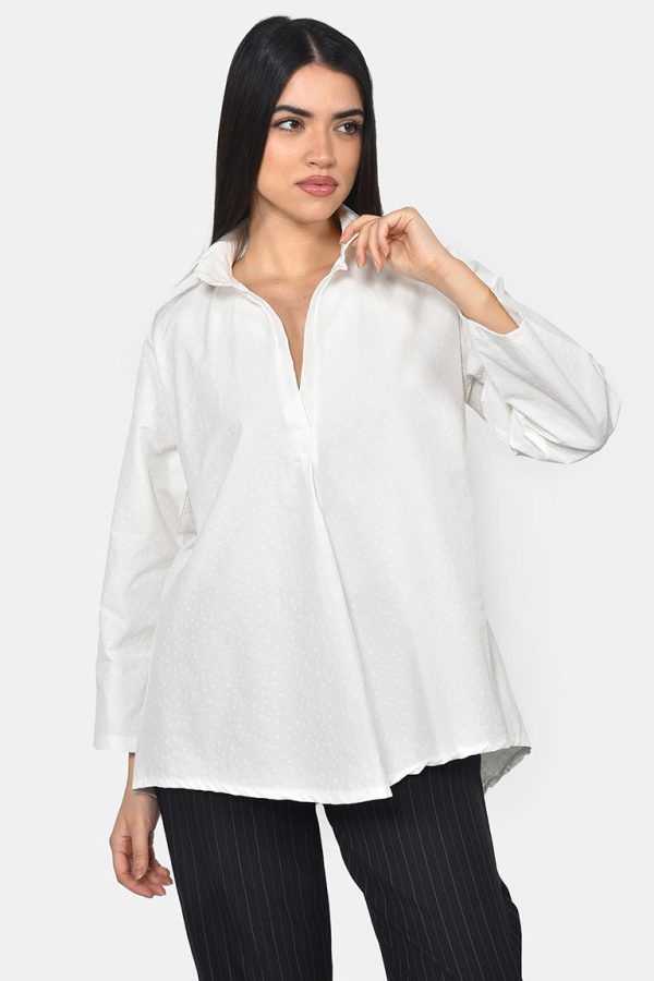 Oversized white cotton poplin shirt