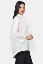 Ασπρη πουκαμίσα σε ανάγλυφη βαμβακερή ποπλίνα - Image 3