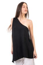 Aσύμμετρο μαύρο τοπ με έναν ώμο