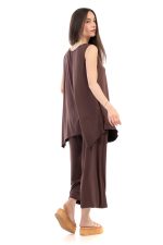 Καφέ oversized ζέρσευ μπλούζα - Image 3