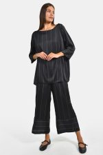 Striped satin wide leg pants