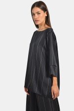 Striped oversized satin tορ - Image 2