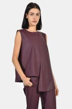 Ασύμμετρο τοπ από μπορντώ δερματίνη