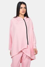 Φαρδιά ασύμμετρη ζακέτα από φούτερ με φερμουάρ - Image 2