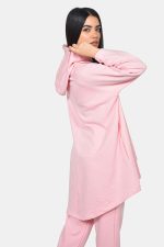 Φαρδιά ασύμμετρη ζακέτα από φούτερ με φερμουάρ - Image 3