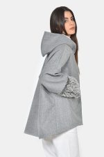 Oversized felt zipped jacket with fur details - Image 3