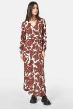 Long printed wrap dress