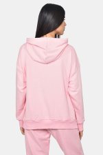 Ροζ βαμβακερό φούτερ με κουκούλα - Image 3