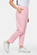 Ροζ βαμβακερό φούτερ παντελόνι - Image 4