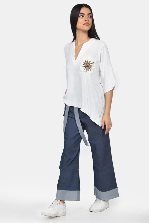 Ισιο τζην παντελόνι με ρεβέρ