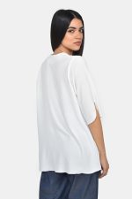 Ασύμμετρη εκρού μπλούζα με κέντημα - Image 3