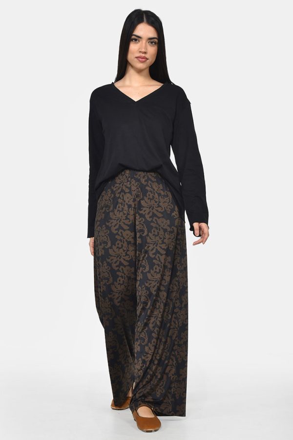 Ισιο ελαστικό παντελόνι σε γεωμετρικό τύπωμα