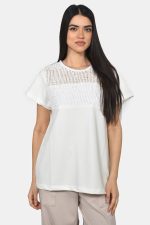 Εκρού φούτερ μπλούζα με διχτυωτή λεπτομέρεια