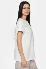 Εκρού φούτερ μπλούζα με διχτυωτή λεπτομέρεια - Image 2