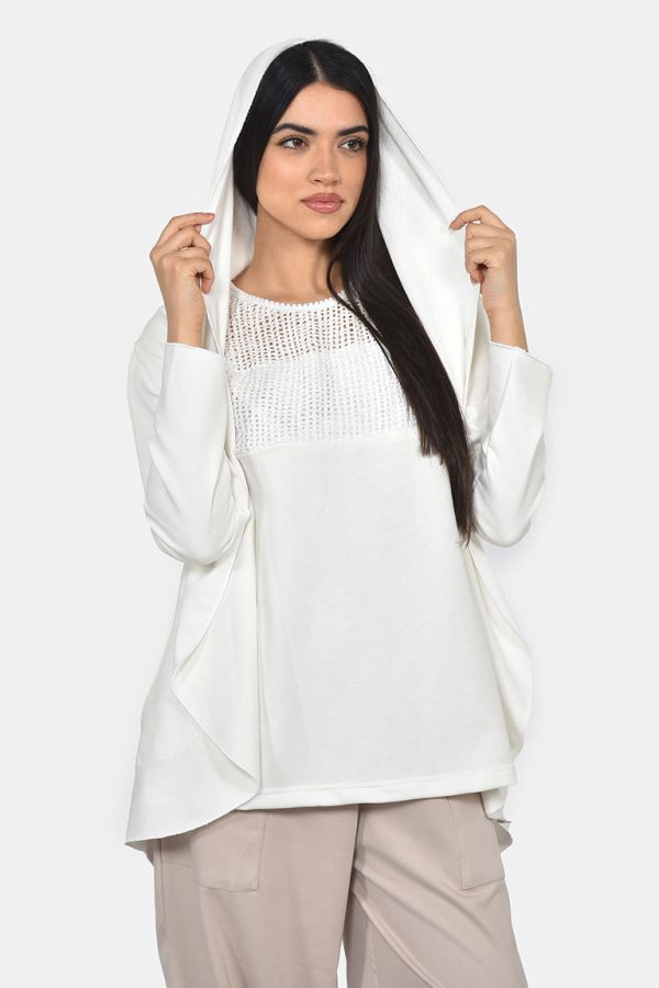 Εκρού φούτερ ζακέτα χωρις κουμπιά