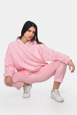 Ροζ βαμβακερό φούτερ παντελόνι - Image 2