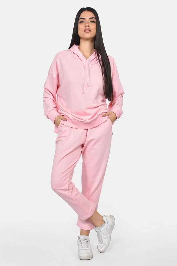 Ροζ βαμβακερό φούτερ παντελόνι