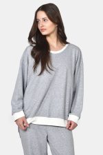 Γκρι oversized μπλούζα από βαμβακερό φούτερ