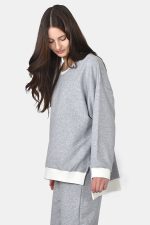 Γκρι oversized μπλούζα από βαμβακερό φούτερ - Image 2