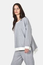 Γκρι oversized μπλούζα από βαμβακερό φούτερ - Image 3