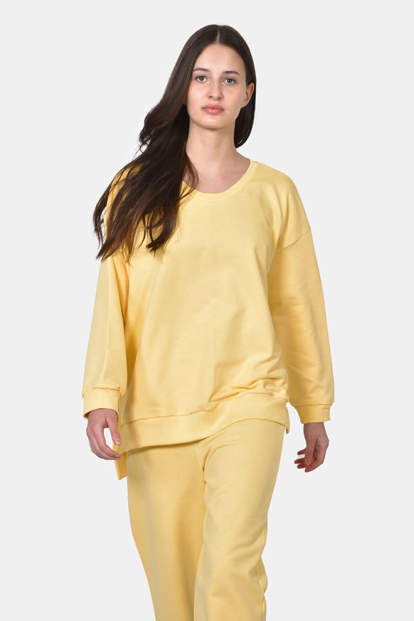 Κίτρινη oversized μπλούζα από βαμβακερό φούτερ