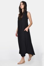 Μαύρο oversized φόρεμα με κουκούλα - Image 4