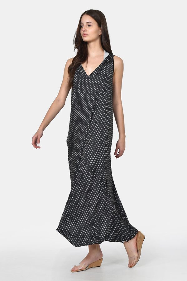 Ασπρόμαυρο oversized φόρεμα με κουκούλα