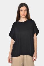 Μαύρη oversized μπλούζα με φάσες στα μανίκια