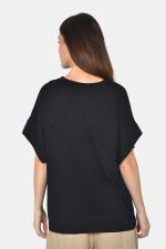 Μαύρη oversized μπλούζα με φάσες στα μανίκια - Image 3