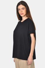 Μαύρη oversized μπλούζα με φάσες στα μανίκια - Image 2