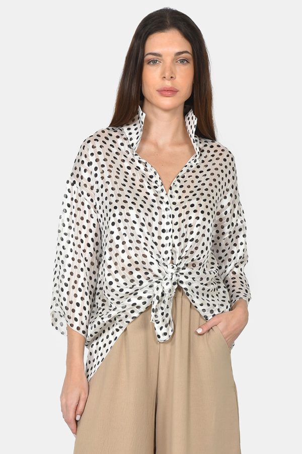 Dotted long loose shirt