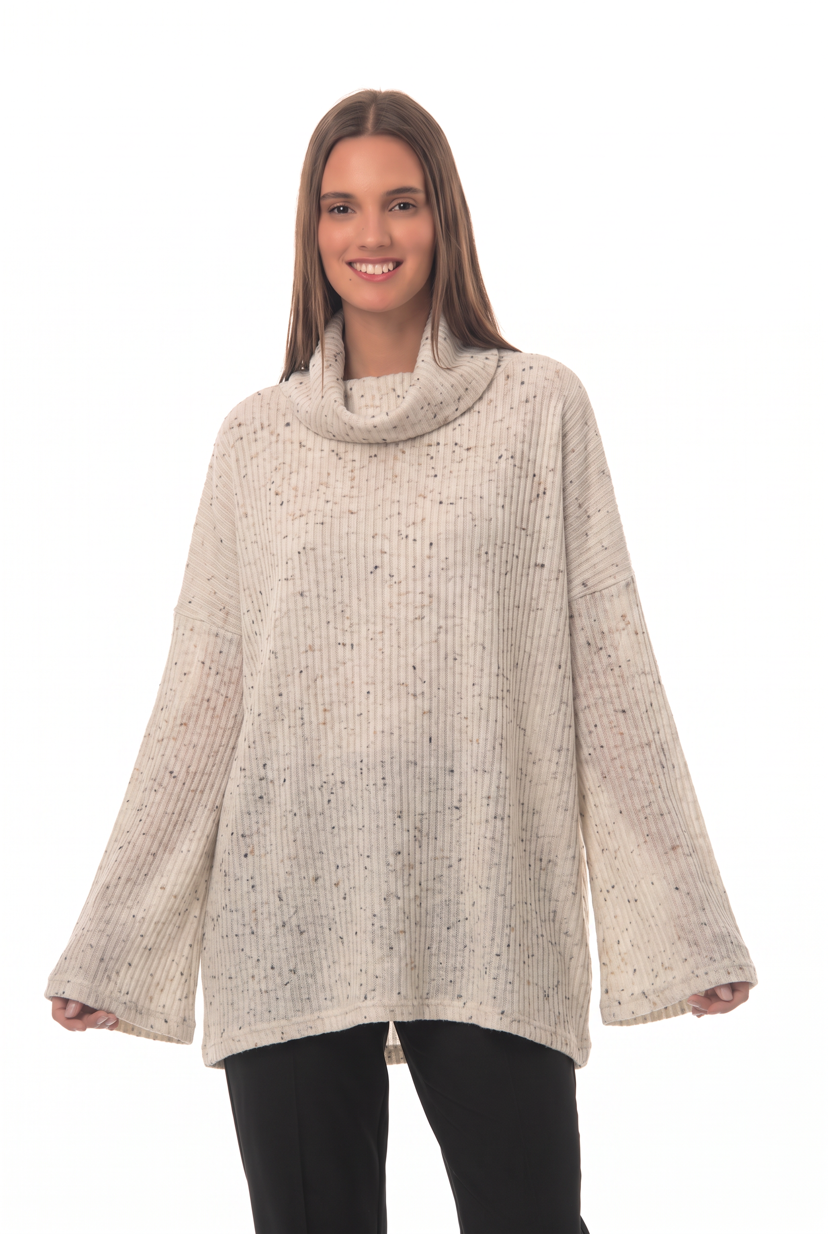 EKROU_TOP_FRONT Oversized jersey knitted loose top - Image 1